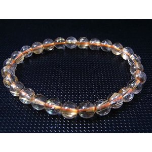 画像: ブラジル産タイチンルチル入りクリア水晶ブレスレット 7mm平均 内寸:約16cm