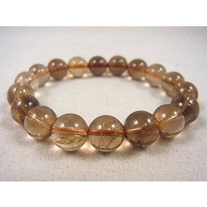 画像: ブラジル産ゴールドルチル/スモーキー水晶ブレスレット 11mm平均 内寸：約16cm