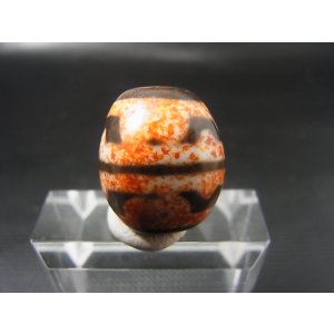 画像: ヴィンテージ:「赤虎牙蓮花」西蔵(チベット)天珠 約20.5×18.5×17.5mm