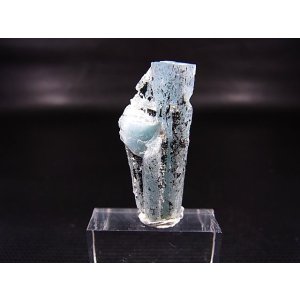 画像: ベトナム産連晶結束型アクアマリン原石（ブラックトルマリン付き） 7.4g