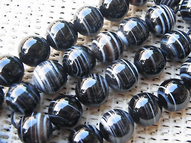 画像: ストライプアゲート（縦縞天眼石）3A粒売りビーズ12.3-12.2mm