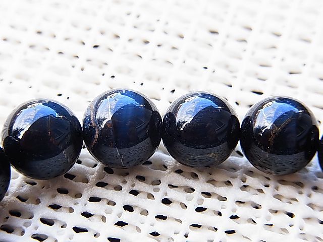 画像: アンフィボール入りクオーツアイト（ブルータイガーアイ）粒売りビーズ10.3-10.0mm
