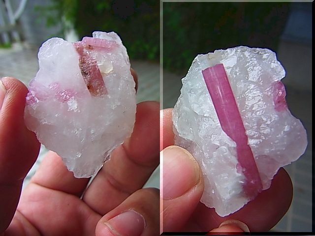 画像: ピンクトルマリン結晶付き水晶原石36.9g