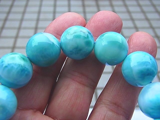 画像: 大玉：ラリマー4A粒売りビーズ17.4-17.2mm