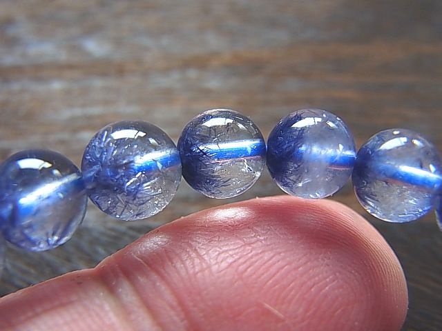 デュモルチェライトインクオーツ4A粒売りビーズ7.8-7.3mm