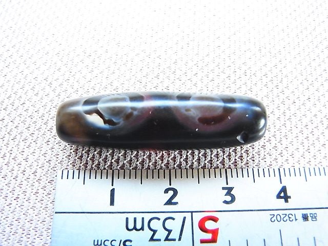 画像: アンティーク：ウイグル産天珠「骨董二眼」 直径約10.5×36mm