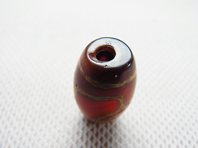 画像: 手造りチベット老礦玉随・天珠「水蓮花」 直径約12.5×22.5mm