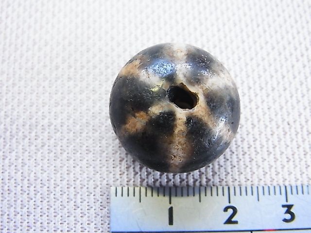 画像: アンティーク：西蔵（チベット）天珠（長数珠用パーツ）「線珠」 直径約20.5×15.5mm