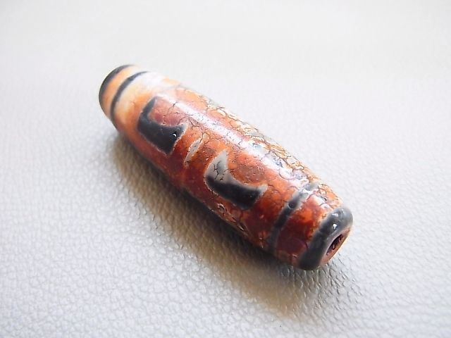 画像: ヴィンテージ：西蔵（チベット）天珠「四眼」 直径約13.5×43.5mm