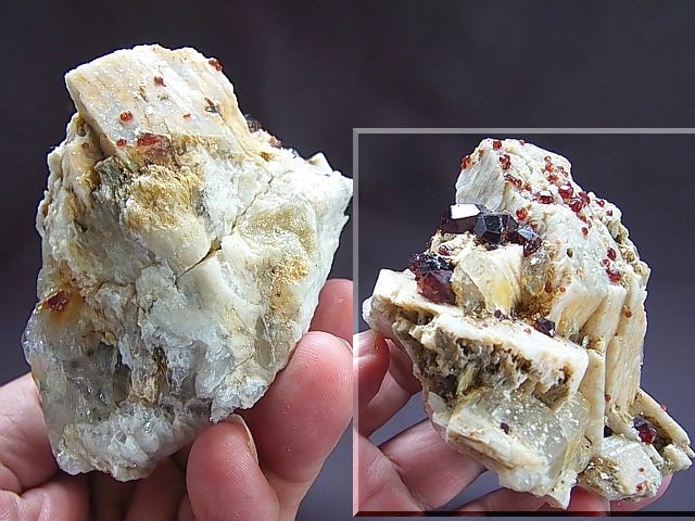 画像: ギルギット産スペサルティンガーネット＆マイクロクライン原石328.9g