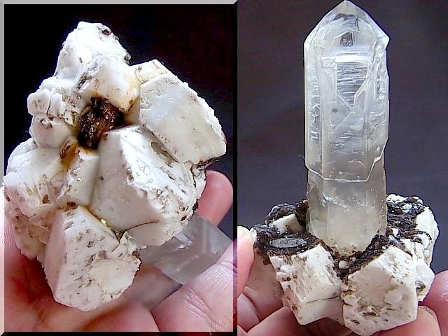 画像: エレスチャル水晶（ウインドウ＆セプター）/マイクロクライン＆マイカ原石216.5g
