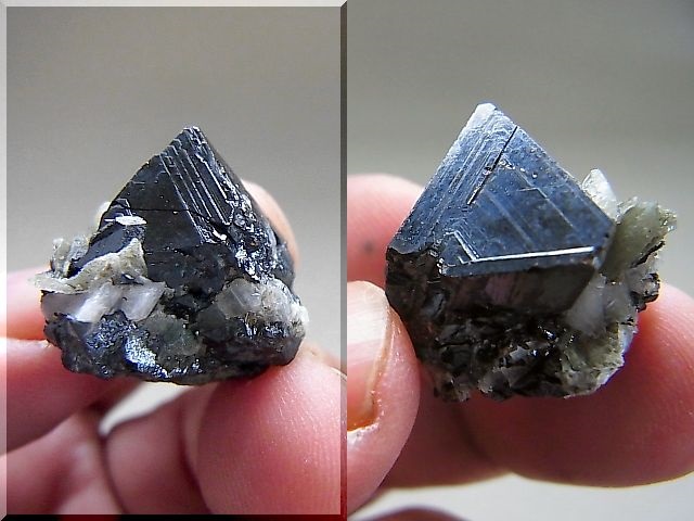 画像: ダルネゴルスク産水晶＆カルサイト付き閃亜鉛鉱結晶10.7g