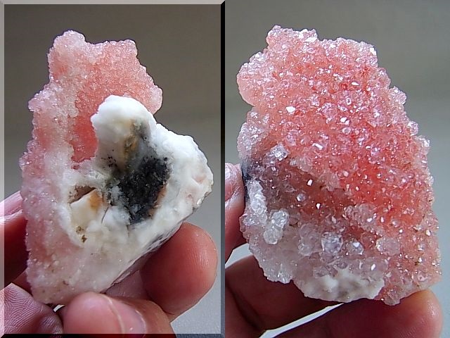 画像: ピンクアポフィライト&水晶原石（モルデナイト付き）52.0g