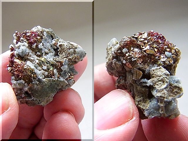 画像: ダルネゴルスク産キャルコパイライト＆ドゥルージ水晶原石 2点セット トータル43.8g