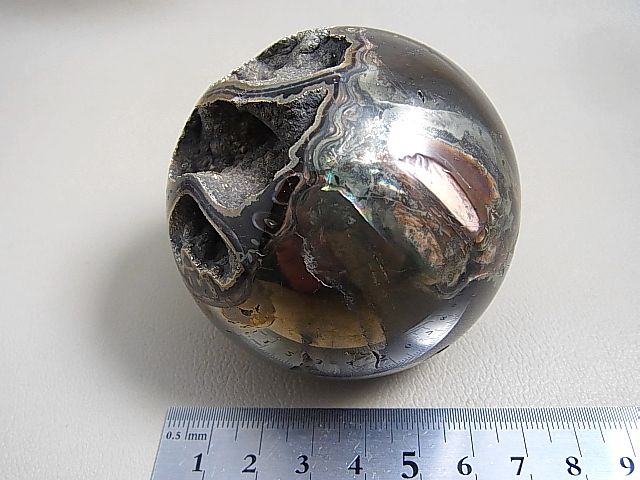 画像: ウリヤノフスク産レインボーパイライト（アンモナイト化石）丸玉 66mm