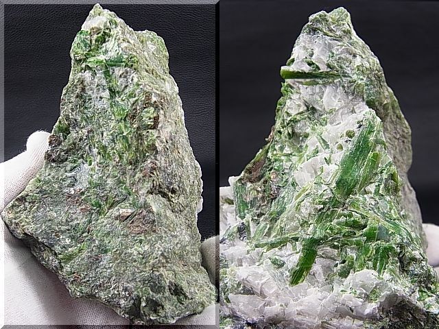 画像: キャビネットサイズ：フィンランド産クロムダイオプサイド原石（柱状結晶付き） 957.5g