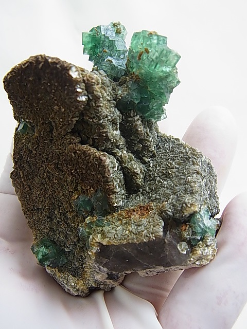 画像: ナミビア・オコルス鉱山産フローライト（グリーン）/水晶/曹長石/マイカ原石 136.3g