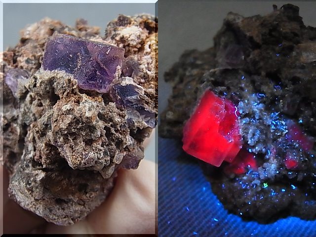 画像: メキシコ・オハエラ鉱山産フローライト原石（赤色蛍光） 72.3g