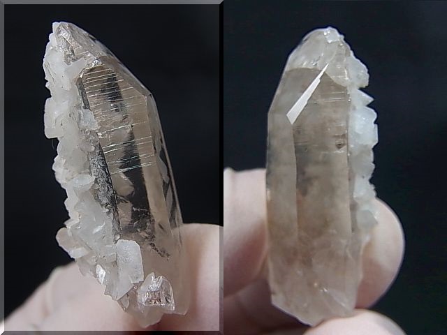 画像: ノルウェー産アデュラリア（氷長石）付き水晶ポイント 8.3g