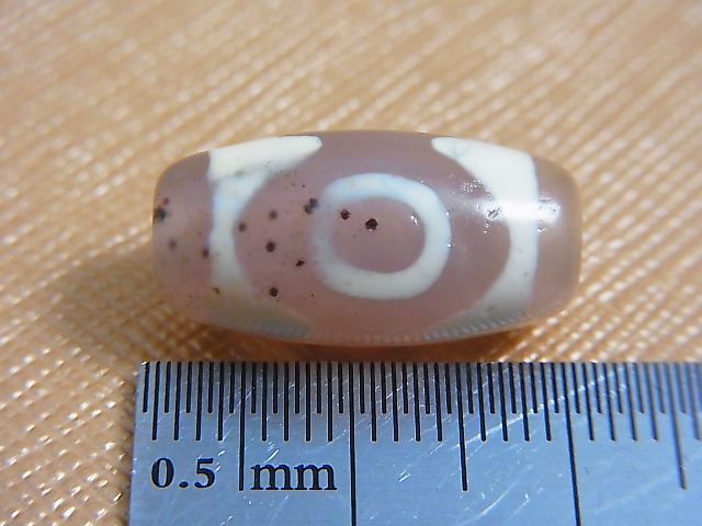 画像: 「三眼」（黒朱砂入り）現代天珠 直径約10×20mm
