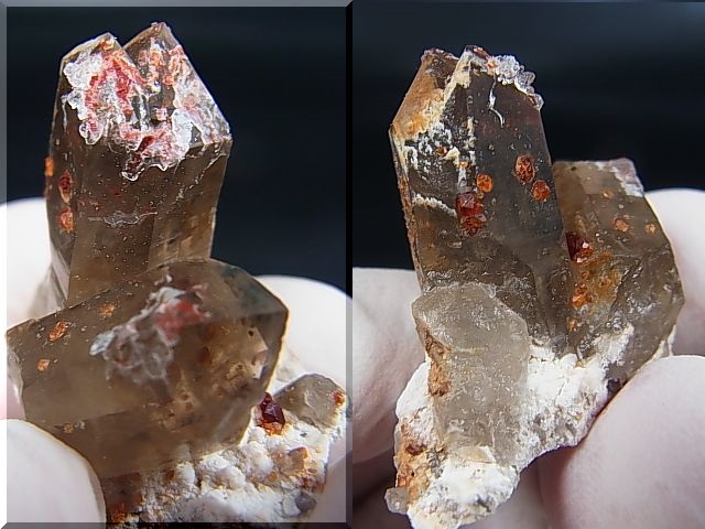 画像: 福建省産スペサルティンガーネット付きスモーキー水晶原石 12.7g