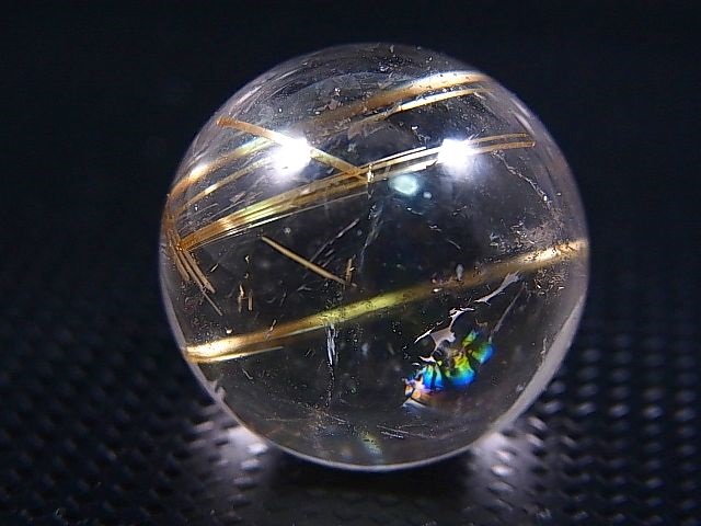 画像1: ブラジル産タイチンルチル水晶丸玉（レインボー入り） 20mm