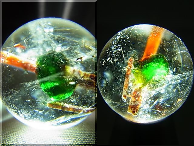 画像: ブラジル産グリーントルマリンイン水晶丸玉 16.5mm