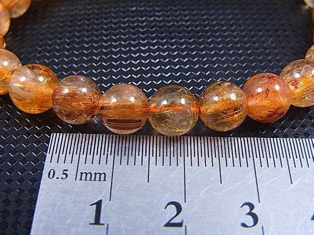 画像: ブラジル産タイチンルチル入りクリア水晶ブレスレット 7.5mm平均 内寸：約15.5cm