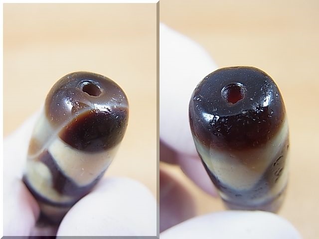 画像: 「四線虎牙」（ドラゴンライン入り）現代天珠 直径約14×40mm