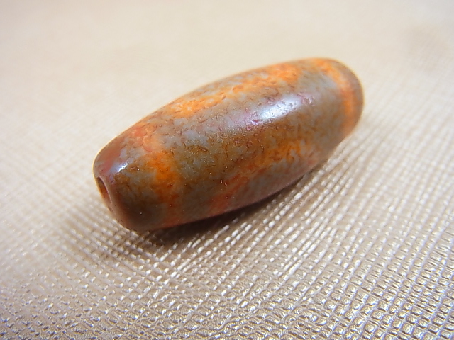 画像: ヴィンテージ：「赤天地」西蔵（チベット）天珠 直径約12.5×28.5mm