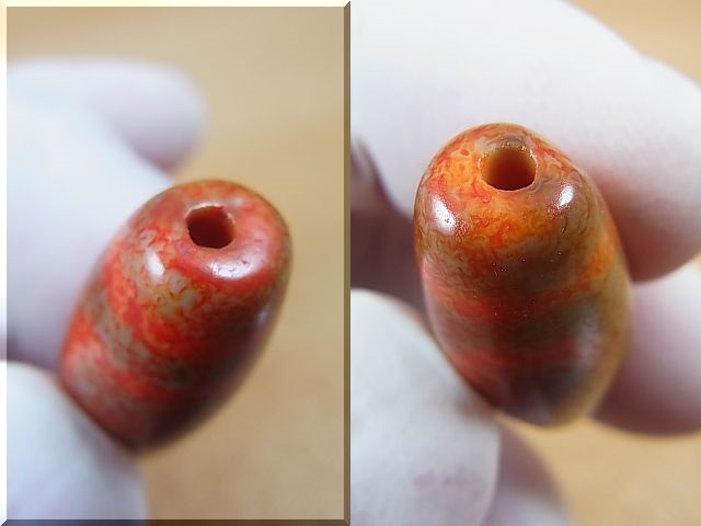 画像: ヴィンテージ：「赤天地」西蔵（チベット）天珠 直径約12.5×28.5mm