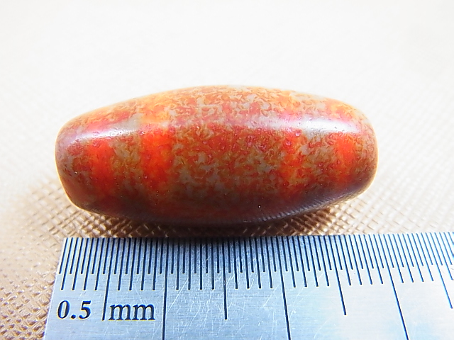 画像: ヴィンテージ：「赤天地」西蔵（チベット）天珠 直径約12.5×28.5mm