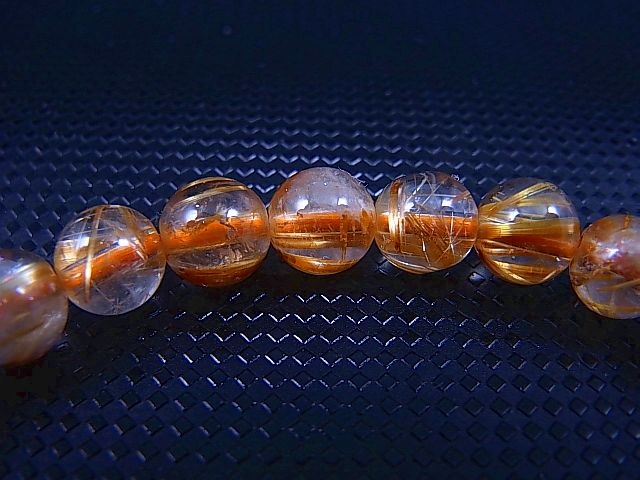 画像: ブラジル産タイチンルチル入りクリア水晶ブレスレット 7mm平均 内寸：約15cm