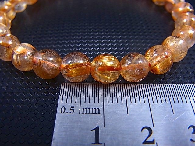 画像: ブラジル産タイチンルチル入りクリア水晶ブレスレット 7mm平均 内寸：約15cm
