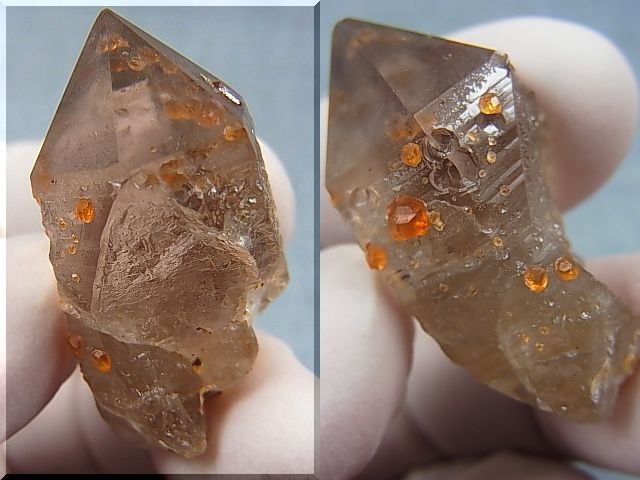画像: 福建省産スペサルティンガーネット付きスモーキー水晶原石（ガーネットインクルージョンあり） 11.8g