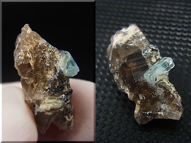 画像: ベトナム・タインホア産アクアマリン付きスモーキー水晶（ブラックトルマリン付き） 3.4g