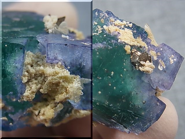 画像: ヤオガンシャン産蛍光ブルーグリーンフローライト原石（水晶/パイライト付き） 42.3g