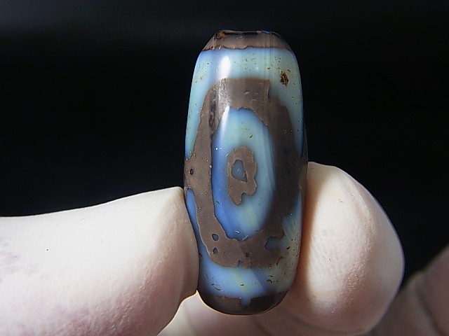 画像1: 「三眼」（ドラゴンライン入り）現代天珠 直径約12.5×29.5mm