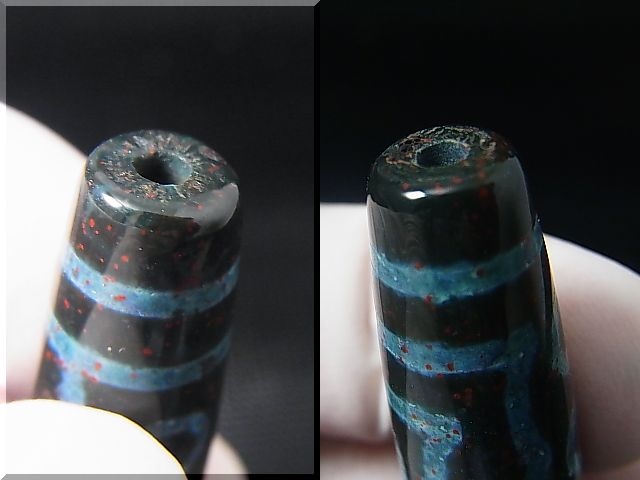 画像: 「七眼」現代天珠（ブラッドストーン仕様） 直径約13×59.5mm