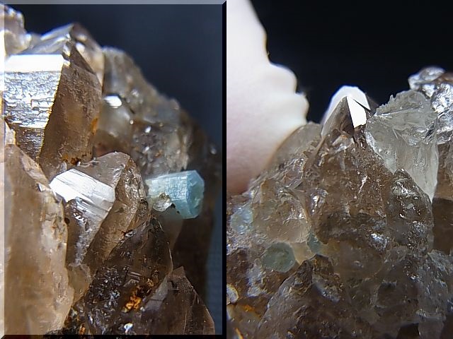 画像: ベトナム・タインホア産アクアマリン付きスモーキー水晶（ＤＴ多連晶/トパーズ付き） 39.6g