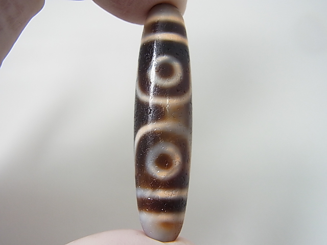 画像1: 「三眼」（ドラゴンライン入り）現代天珠 直径約14×57mm