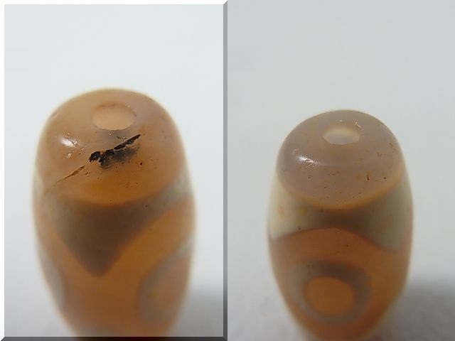 画像: 「三眼」（黒朱砂入り）現代天珠 直径約10.5×20mm