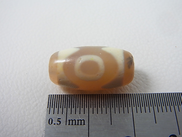 画像: 「三眼」（黒朱砂入り）現代天珠 直径約10.5×20mm