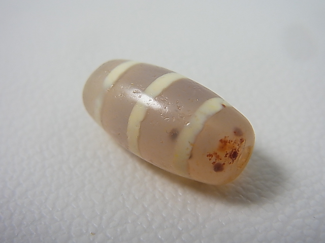 画像1: 「線」（赤朱砂入り）現代天珠 直径約10×20mm