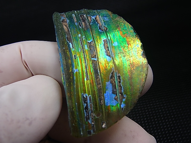 画像: アフガニスタン産スーパーイリデッセンス・ローマングラス（オレンジグリーン） 7.1g