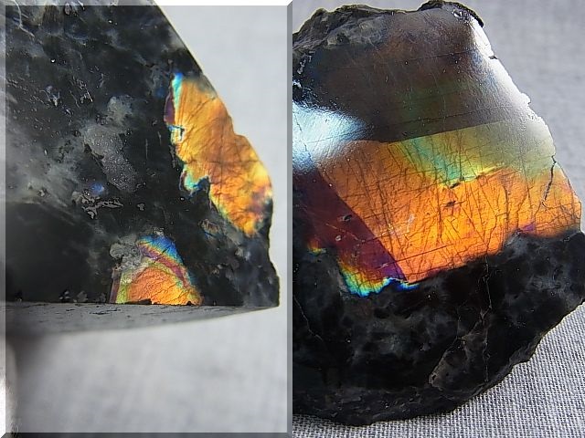 画像: フィンランド・ユレマー産スペクトロライト（パープルヴィオラミックス）原石ブロック（1面研磨/セパレート反射） 102.9g