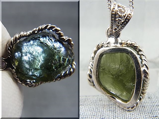 画像: チェコ産モルダバイトSA原石シルバー枠ペンダント（鑑別カード/サービスチェーン付き） 4.5g