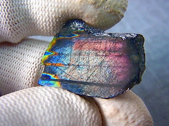 画像: フィンランド・ユレマー産スペクトロライト（パープルヴィオラミックス＆シルバー）研磨スライス 4.1g