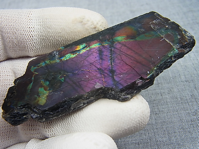 画像: フィンランド・ユレマー産スペクトロライト（パープルヴィオラミックス）研磨スライス 27.3g