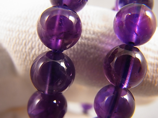 ザンビア産カラーシフト/ディープカラーアメジスト粒売りビーズ 8mm